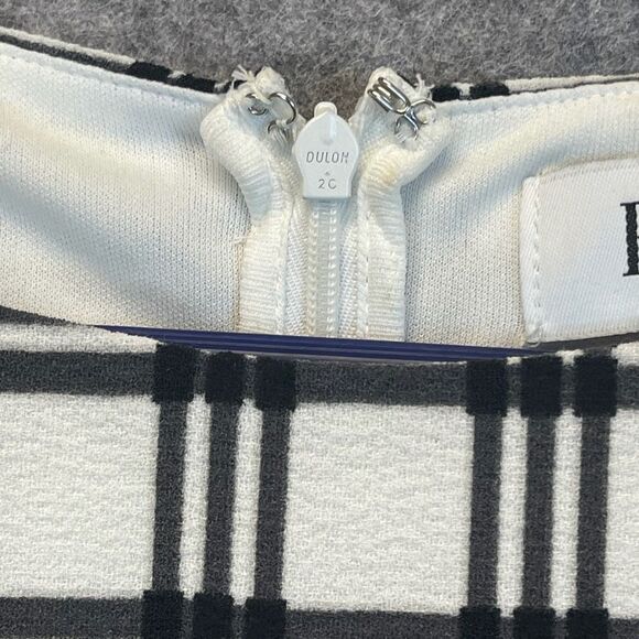 ELLE Black White Plaid Fit & Flare Dress Handkerchief Hem Size Large Zipper EUC - Picture 15 of 15